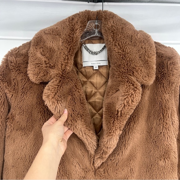 Eaves Cash Brown Faux Fur Classic Collared Formal Teddy Coat Medium - Picture 4 of 10